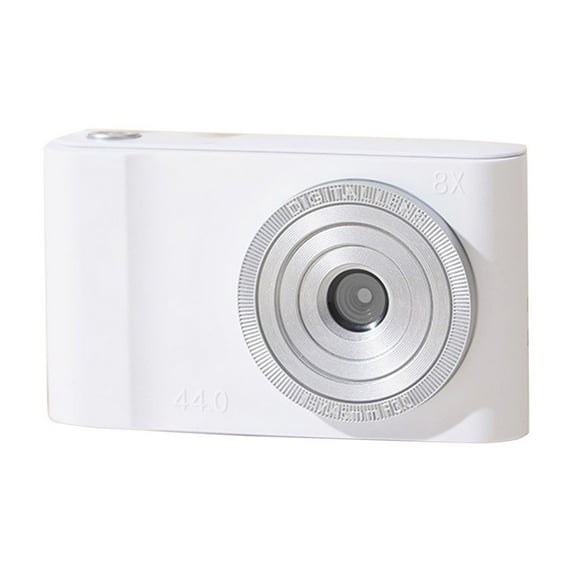 Eliaeconx HD Digital Camera, Front Rear Dual Cameras, 2.3 Inch Screen, Photo Video Camcorder, 8x Zoom Electronic Anti-Shake with Music and Game for Beginners and Hobbyists, White