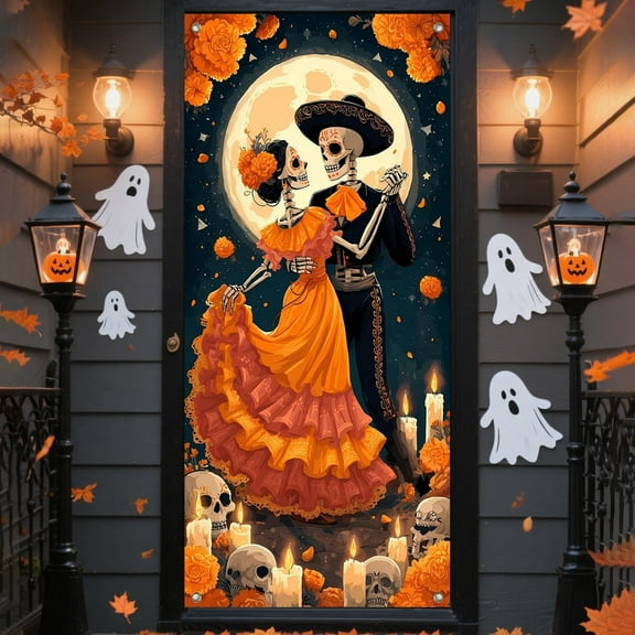Eliaeconx Halloween Door Curtain, Door Cover, Celebration Decor Background, Festive Party Decoration, for Home Halloween Setup, A