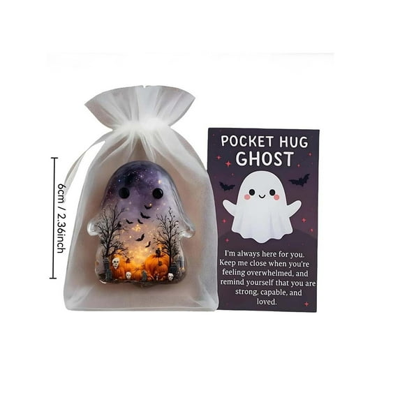 Eliaeconx Halloween Ghost Cards, Pocket-Sized Spooky Greeting Cards, Thematic Gift Set for Friends, Party Favors, Festival Celebration, B