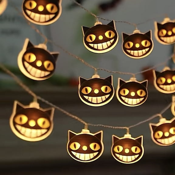 Eliaeconx Halloween Light String, Battery Operated Pumpkin Ghost Skull Lights, Remote Control Colored LEDs, for Indoor Party Decor, Black
