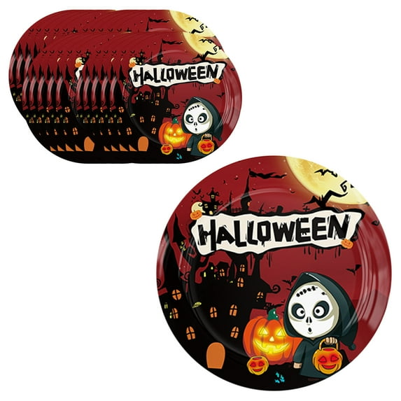 Elainilye Halloween Paper Plates, 10 Count 7 Inch Disposable Plates, Party Design, for Halloween Party Supplies, 7 Inch Plates(10Pcs)