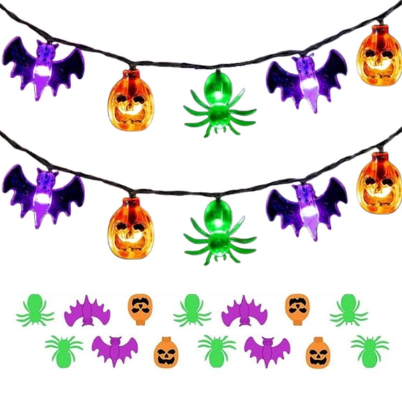Eliaeconx Halloween String Lights, 16 ft 30 LED Pumpkin Ghost Bat Fairy Lights, Battery Operated Waterproof for Indoor Outdoor Porch Yard Party