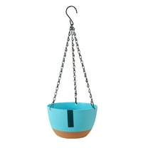Eliaeconx Hanging Flower Basket, Self Watering Plant Pot with Rope, Automatic Absorption Hanging Planter for Home Balcony, Indoor Outdoor Green Plants, Blue