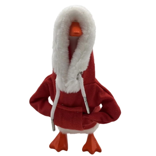 Eliaeconx Hooded Goose Desktop Decor, 7 Inch Magnetic Goose Figure, Mini Goose with Keychain and Outfit, Cute Tabletop Statue, for Office Desk, Home Decor, Red