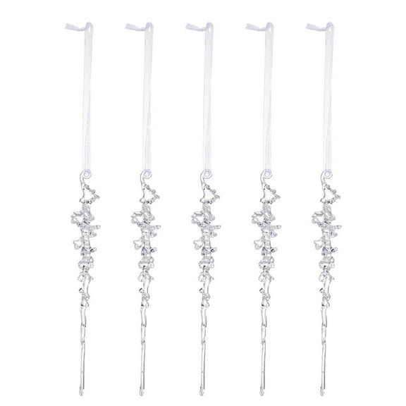 Eliaeconx Icicle Christmas Ornaments, 5 Pack Hanging Pendants, Winter Theme Decor, Simulation Ice Decor for Home Layout