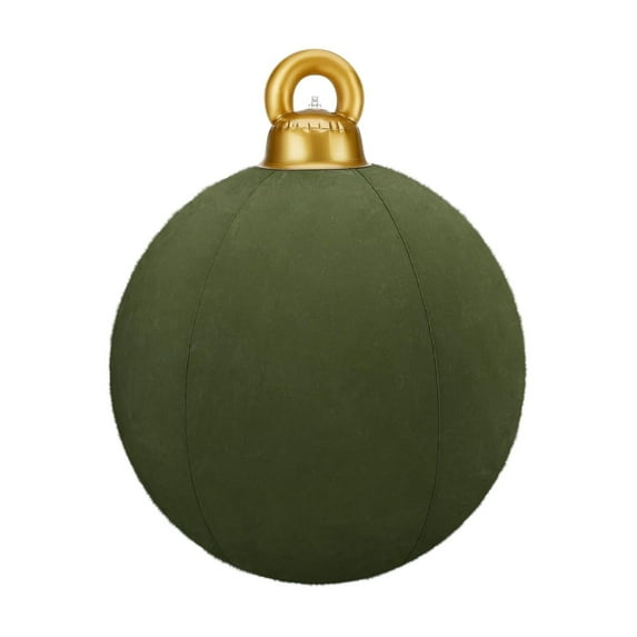 Eliaeconx Inflatable Christmas Ball, 24 Inch Velvet Ornament, Flocked Outdoor Yard Decor, Christmas Blow Up Decor, Large Festive Ball, for Garden and Front Yard, Army Green