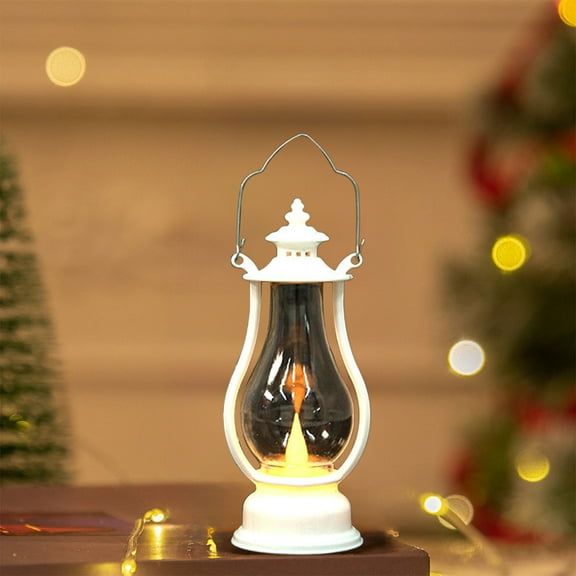 Eliaeconx LED Candle Lantern, Electronic Flameless Lamp, Vintage Style Decor, Portable Light for Indoor and Outdoor Holiday Lighting, White