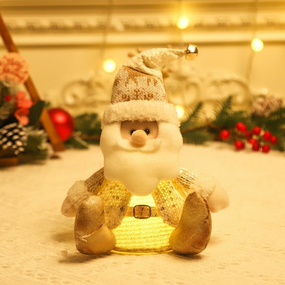Eliaeconx LED Snowman Figurine, Lighted Snowman Decor, Elderly Character Statue, Desktop Decoration, for Holiday Tabletop Display, A