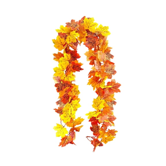 Eliaeconx Maple Leaf Garland, Fall Rattan Decoration, Autumn Vine Door Hanger, Seasonal Home Decor for Staircase and Wall Display, Orange