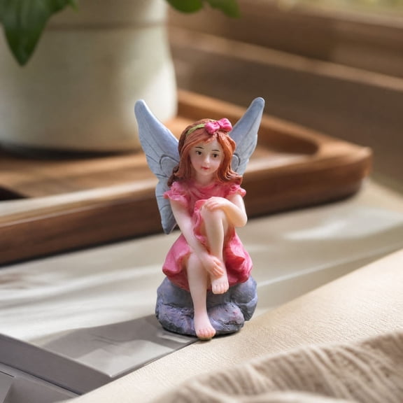 Eliaeconx Miniature Resin Fairy Figurines, Garden Ornaments, Small Outdoor Statues for Terrarium, Flower Pot, Yard, Fairy Garden Decor