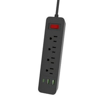 Eliaeconx Multi Plug Power Strip, 6-Outlets Extension Cord with 4 USB Ports, 79 Inch Long Power Cord, Surge Protector, for Office Dorm Room Home Use, Black