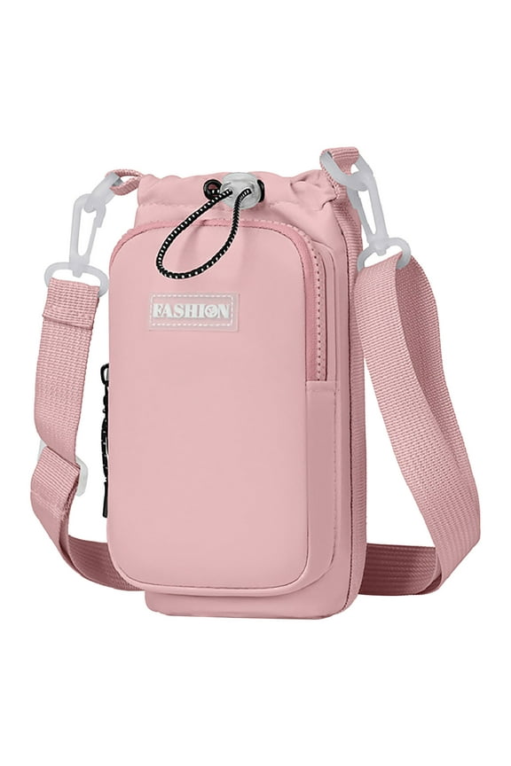 Eliaeconx Portable Water Bottle Bag, Water Bottle Holder with Strap, Hands Free Phone Holder Sling Pack, for Hiking, Travel, and Outdoor Activities, Pink