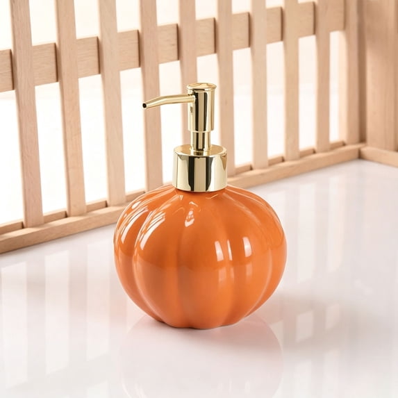 Eliaeconx Pumpkin Soap Dispenser Ceramic, Fall Hand Pump Bottle For Lotion Use, Festive Decor For Bathroom Kitchen Countertop Indoor