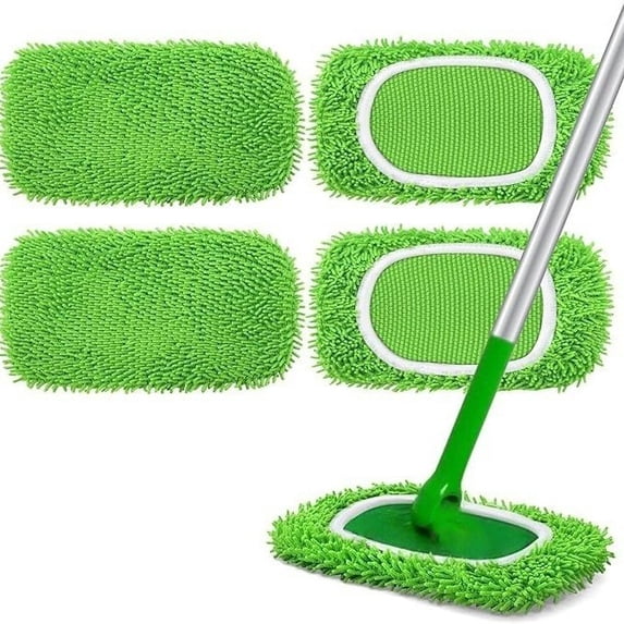 Eliaeconx Reusable Mop Pad, Washable Flat Mop Replacement Cover, Absorbent Microfiber Cleaning Cloth for Floor Mopping, 10x4.5 Inch 2-Pack Set, A