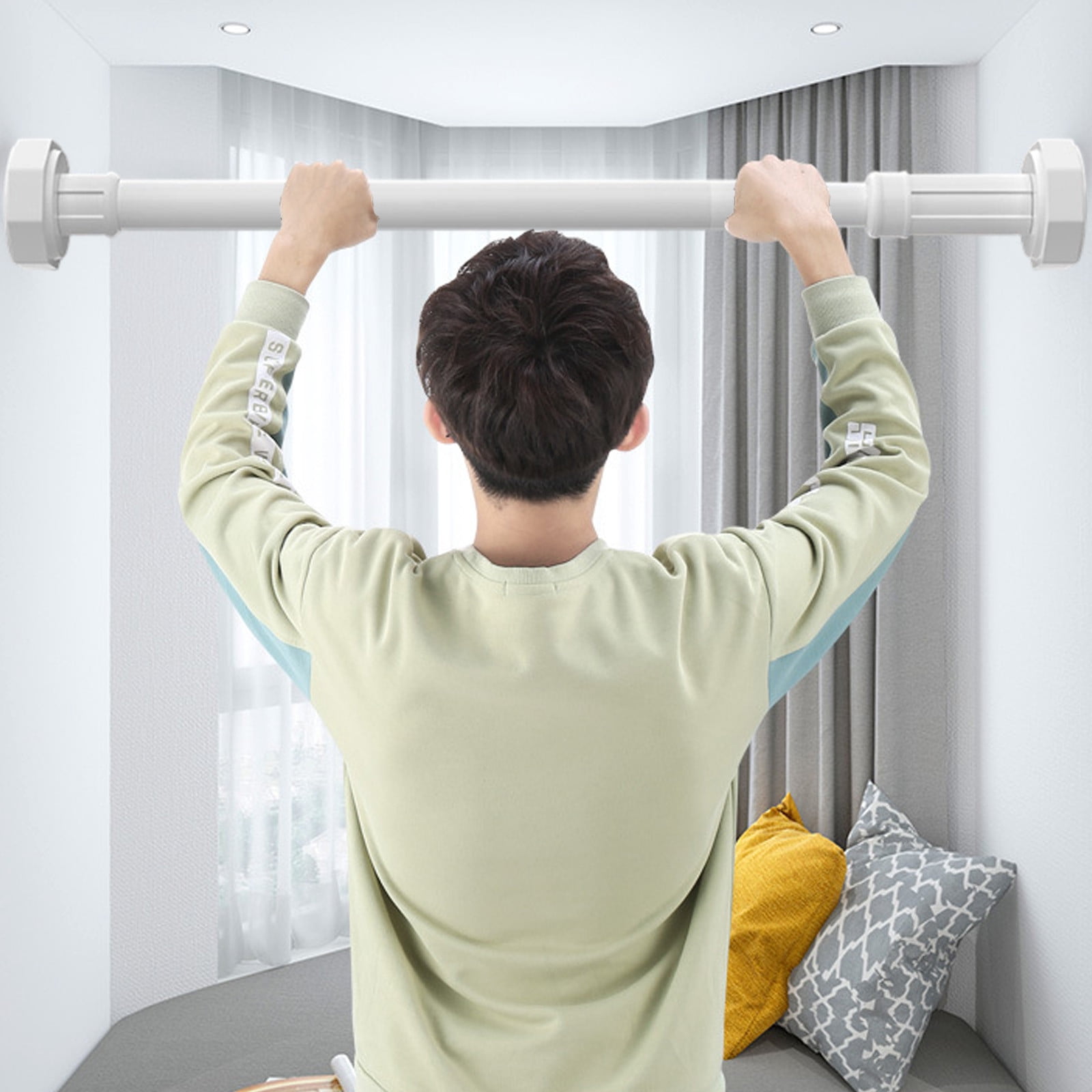 Elainilye Telescoping Tension Curtain Rod, Adjustable No Drill ...