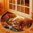 thumbnail image 1 of Eliaeconx Thanksgiving Doormat, Fall Maple Leaf Pumpkin Floor Mat, Semicircle Entrance Mat, Non-Slip Floor Decor for Porch, Home, Orange, 1 of 6