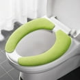 thumbnail image 1 of Elainilye Toilet Seat Cover, Long Flannel Cushion Pad, Extra Length Stick On Protector for Elongated Toilet Seats, 2-Pack Set, Green, 1 of 4