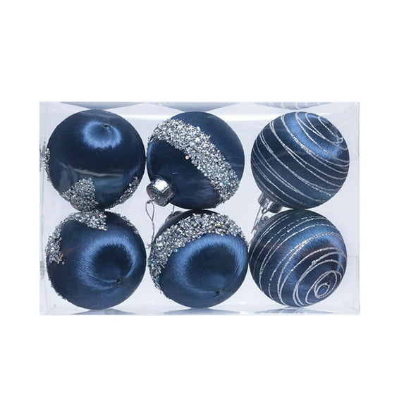Eliaeconx White Christmas Ornament Balls, 6 Pack 2.5 Inch Velvet Tree Decorations, Multi Color Hanging Balls, for Xmas Tree, Party Festivities, Blue