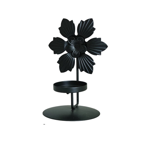 Eliaeconx Wrought Iron Candlesticks, 5 Piece Set with Maple Leaf Butterflies Flower Leaf Designs, Metal Candle Holders, for Dining Tables and Living Room Decor, C