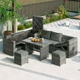 thumbnail image 1 of Eliana 6 Pc Outdoor All Weather PE Rattan Sectional Sofa Set - Gray, 1 of 27