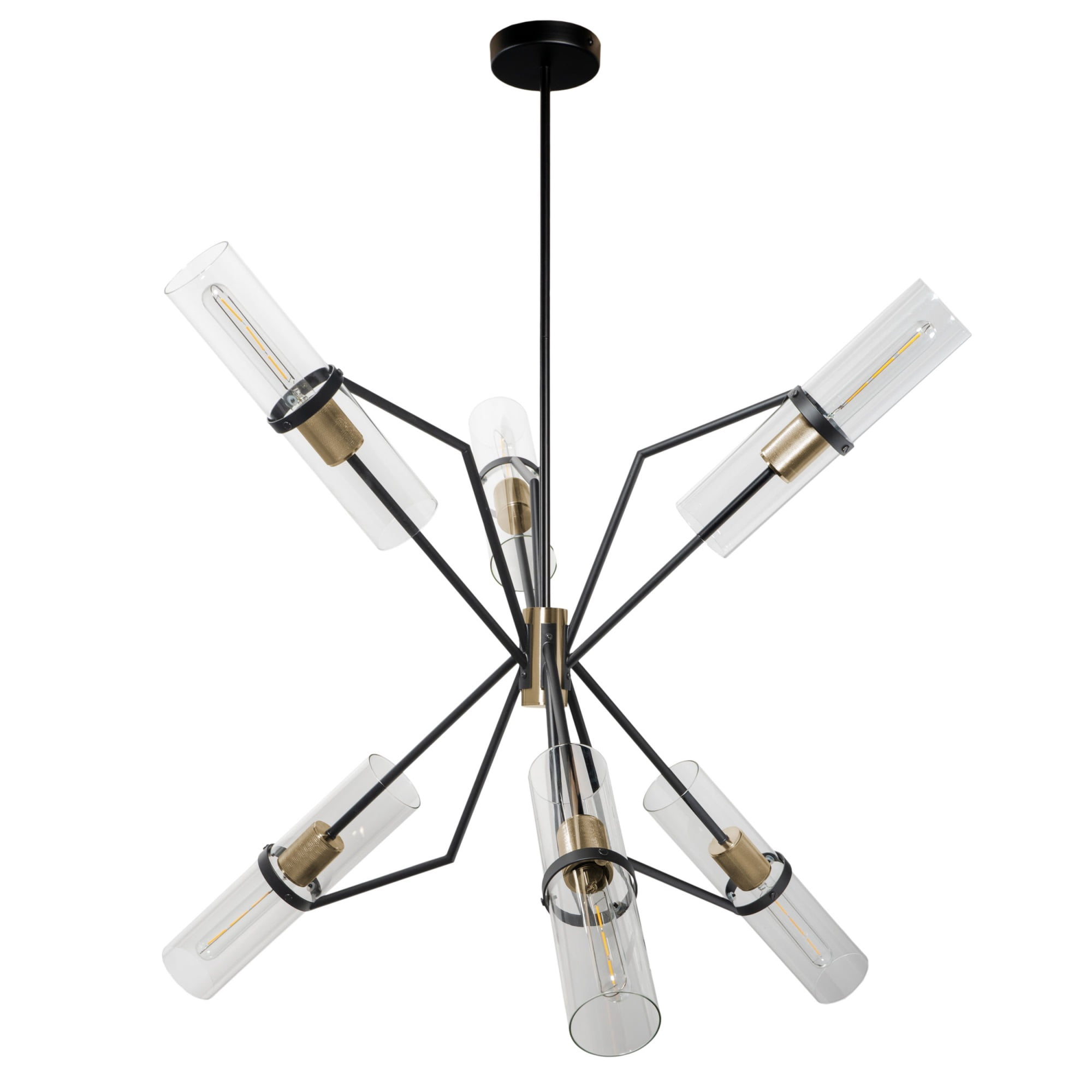 Eliana Mid-Century Modern Black and Brass Sputnik Chandelier