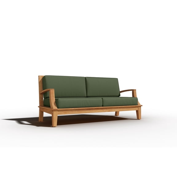 Eliane Teak Deep Seating Outdoor Sofa with Cushion in Fern Green