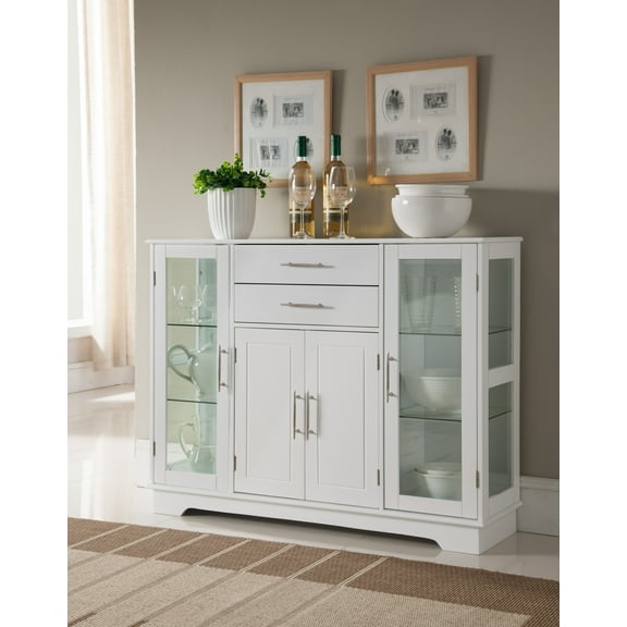 Elias Contemporary Wooden Sideboard Buffet China Cabinet, White