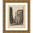 thumbnail image 1 of Elias Grossman 15x18 Gold Ornate Wood Frame and Double Matted Museum Art Print Titled - Nyc Street Scene (1935-1943), 1 of 4