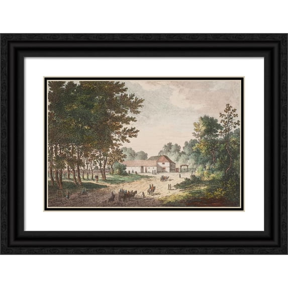 Elias Meyer 14x11 Black Ornate Wood Framed Double Matted Museum Art Print Titled: Fortunen at Dyrehaven (1762 - 1808)