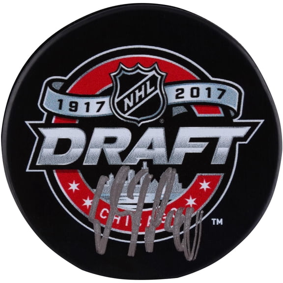 Elias Pettersson Vancouver Canucks Autographed 2017 NHL Draft Logo Hockey Puck - Fanatics Authentic Certified
