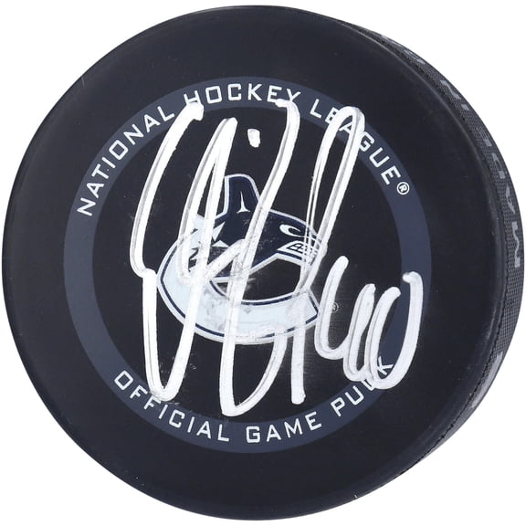 Elias Pettersson Vancouver Canucks Autographed 2021 Season Official Game Puck