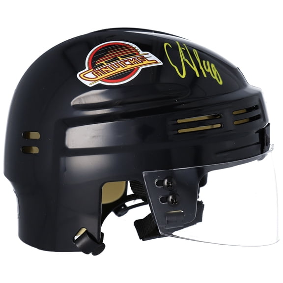 Elias Pettersson Vancouver Canucks Autographed Black Skate Throwback Logo Mini Helmet