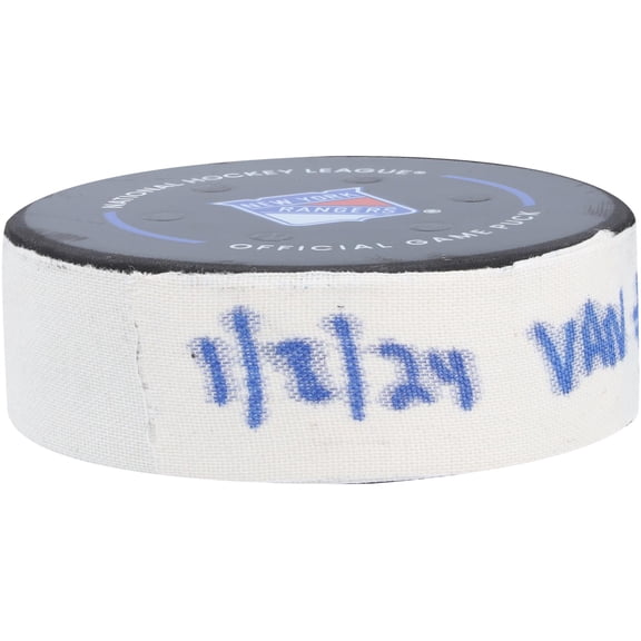 Elias Pettersson Vancouver Canucks Game-Used Goal Puck from Janaury 8, 2024 vs. New York Rangers - Second of Two Goals Scored - Fanatics Authentic Certified