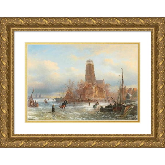 Elias Pieter van Bommel 14x11 Gold Ornate Wood Frame and Double Matted Museum Art Print Titled - Motif or Dordrecht