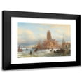 thumbnail image 1 of Elias Pieter van Bommel 24x17 Black Modern Framed Museum Art Print Titled - Motif or Dordrecht, 1 of 5