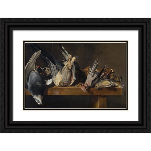 Elias Vonck 18x13 Black Ornate Wood Framed Double Matted Museum Art Print Titled - Dead Birds