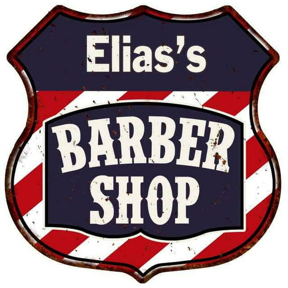 Elias's Barber Shop Gift Shield Metal Sign Hair Gift 211110020455