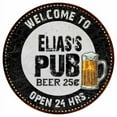 thumbnail image 1 of Elias's Pub 14" Round Metal Sign Beer Bar Black Wall Decor Gift 100140039160, 1 of 1