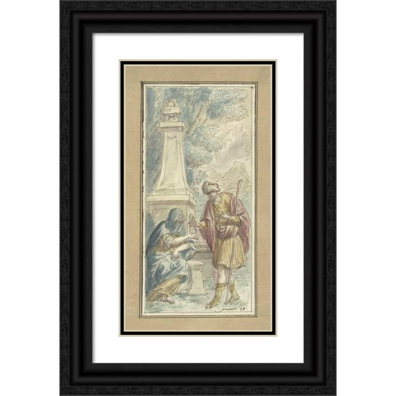 Elias van Nijmegen 12x18 Black Ornate Wood Framed Double Matted Museum Art Print Titled - Juda En, (1677 - 1755)