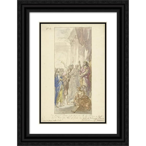 Elias van Nijmegen 13x18 Black Ornate Wood Framed Double Matted Museum Art Print Titled - Isaac and Rebekka for Abimelech (1677 - 1755)