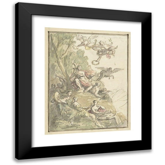 Elias van Nijmegen 15x18 Black Modern Framed Museum Art Print Titled - Apollo and De Muzen on the Parnassus (1677 - 1755)