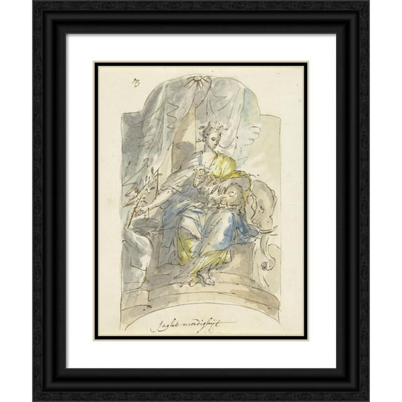 Elias van Nijmegen 19x24 Black Ornate Framed Double Matted Museum Art Print Titled: Meekness (1677 - 1755)