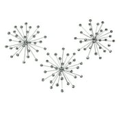 Elico Ltd. Zeckos Silver Metal Jeweled Starburst Hanging Wall D cor Set of 3