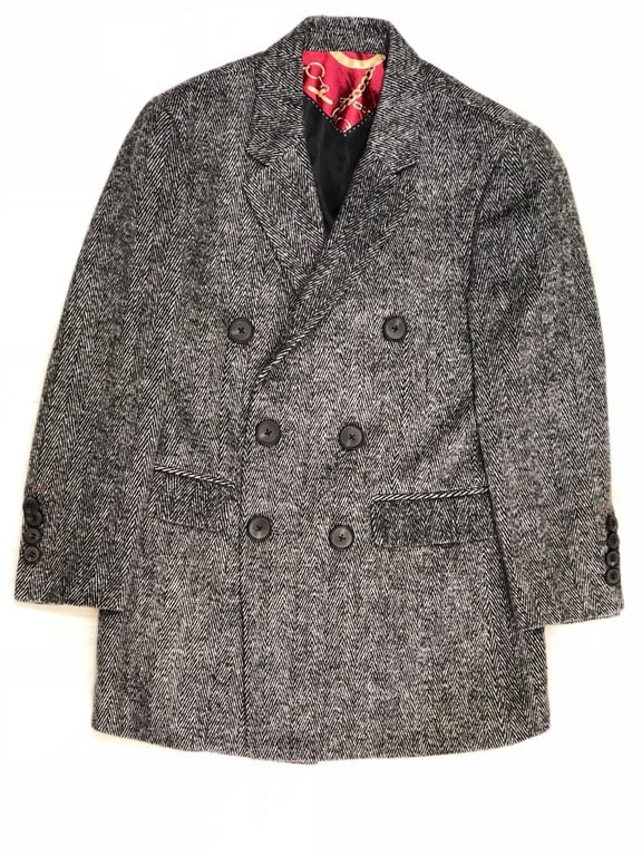 Black Big Harringbone Boys Coats