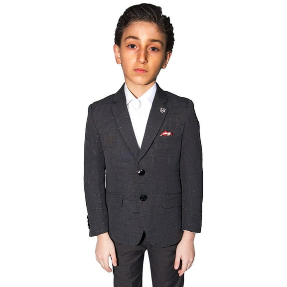 Elie Balleh Black Boy's Windowpane Blazer