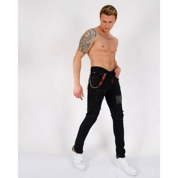 Elie Balleh Black Shredded Patch Jean