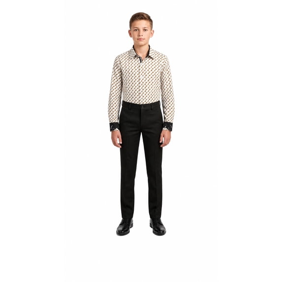 Elie Balleh Black Solid Dress Boy's Dress Pants Slacks