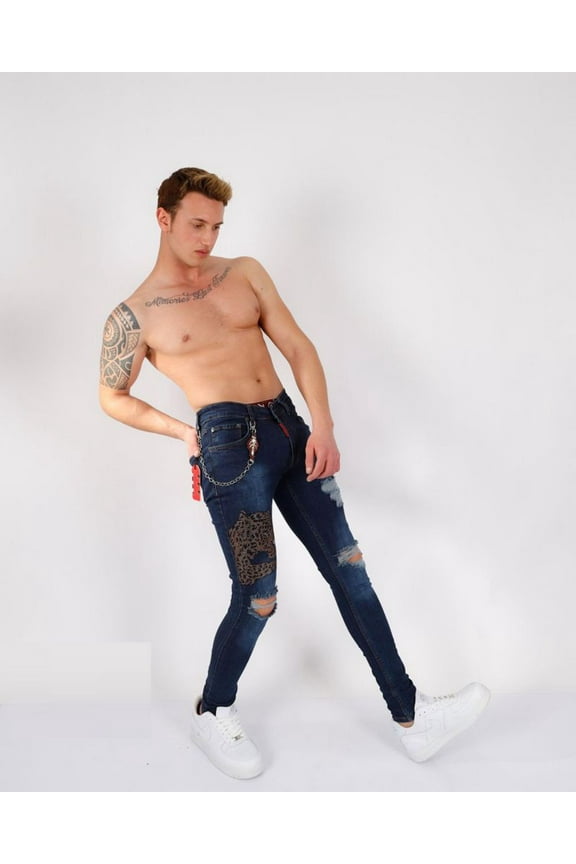 Blue Torn-Knee Leopard