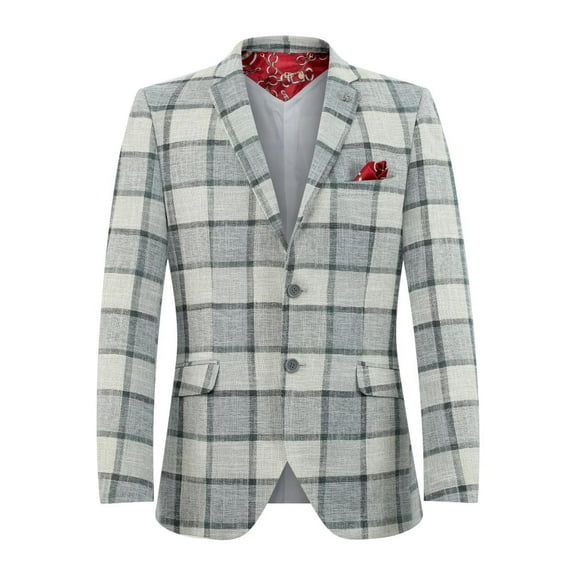 Elie Balleh Boy's Big Plaid Blazers Sports Coat Jacket White - S/4