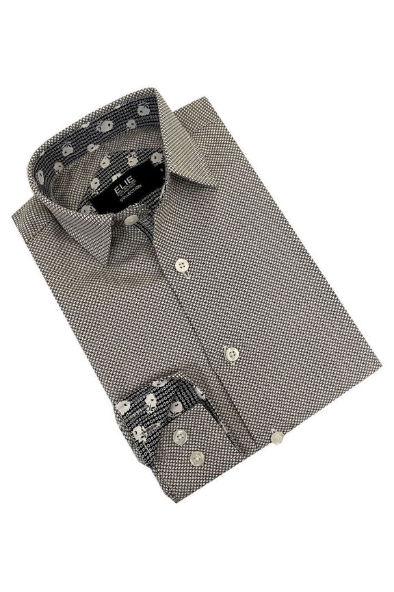 Boy's Black Micro Hounstooth Button Down Shirt